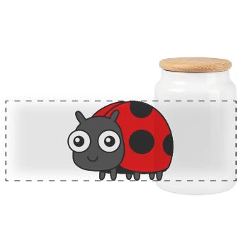 Lucky beetle - Panoramic Cookie Jar with Wooden Lid - white - Front