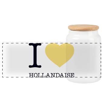 I LOVE HOLLANDAISE - Panoramic Cookie Jar with Wooden Lid - white - Front