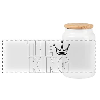 The King – Bold Crown Statement Design - Panorama Keksdose mit Holzdeckel - Weiß - Vorne