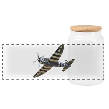 P-47 Thunderbolt - Panorama Keksdose mit Holzdeckel - Weiß - Vorne