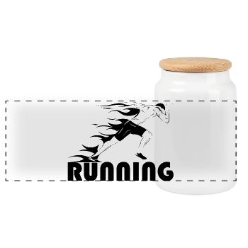 Running Runner Symbol Fire Sprinter Athlète d’athlétisme - Boîte à biscuits avec couvercle en bois - blanc - Devant
