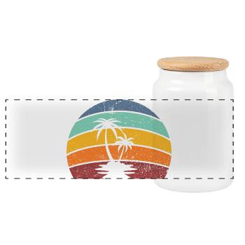 été palmier plage 1 - Boîte à biscuits avec couvercle en bois - blanc - Devant