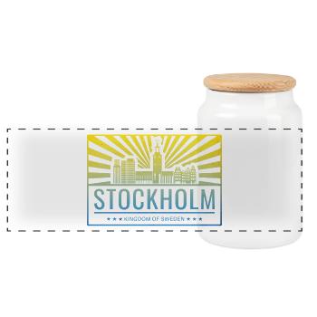 Royaume de Suède de la Skyline de Stockholm - Boîte à biscuits avec couvercle en bois - blanc - Devant