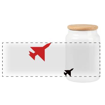 Jet Shadow - Panoramic Cookie Jar with Wooden Lid - white - Front