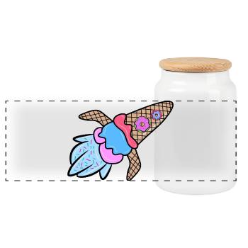 Ice Cream Dessert Donut Sweets Delicious Snack - Panoramic Cookie Jar with Wooden Lid - white - Front