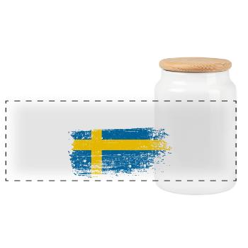Flagge Fusion: US Nordic Brush - Panorama Keksdose mit Holzdeckel - Weiß - Vorne