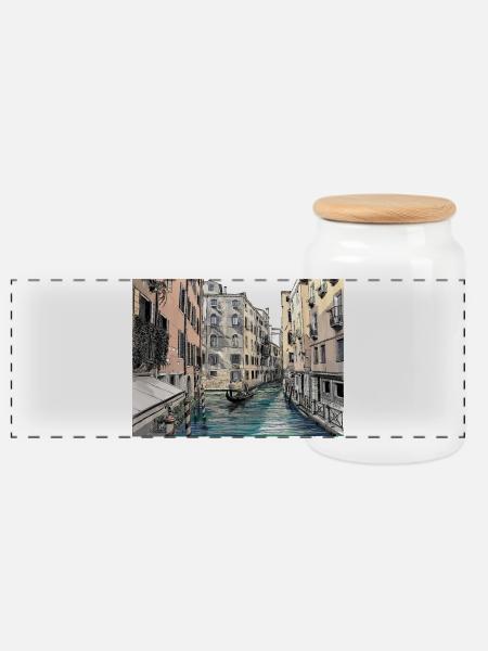 Venedig - Panorama Keksdose mit Holzdeckel - Weiß