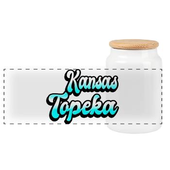 Topeka Kansas Design - Boîte à biscuits avec couvercle en bois - blanc - Devant