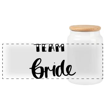 Team bride - Panoramic Cookie Jar with Wooden Lid - white - Front