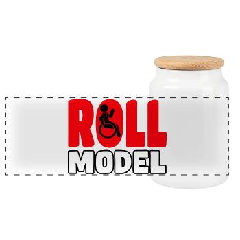 Each wheelchair user is a roll model* - Panoramic Cookie Jar with Wooden Lid - white - Front