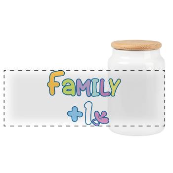 Family Plus One - Panoramic Cookie Jar with Wooden Lid - white - Front
