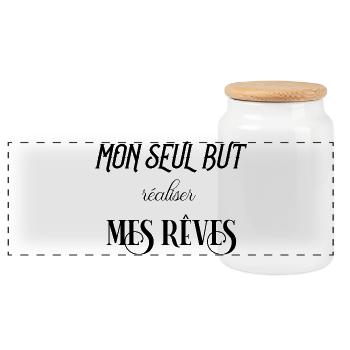 mon seul but, réaliser mes rêves - Boîte à biscuits avec couvercle en bois - blanc - Devant