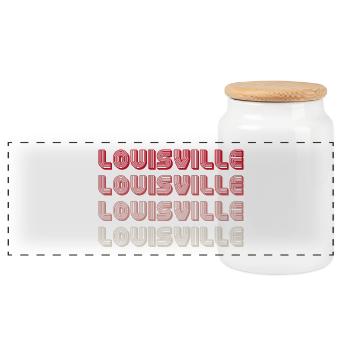 Vintage Louisville USA - Panoramic Cookie Jar with Wooden Lid - white - Front