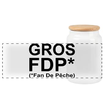 Gros FDP (Fan de Pêche) - Boîte à biscuits avec couvercle en bois - blanc - Devant