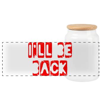 I am back! - Panoramic Cookie Jar with Wooden Lid - white - Front