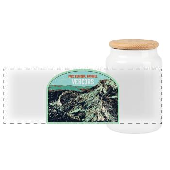 Original illustration Vercors Regional Park - Panoramic Cookie Jar with Wooden Lid - white - Front