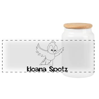 kloana Spotz-kleiner Spatz,Österreichische Dialekt - Panorama Keksdose mit Holzdeckel - Weiß - Vorne