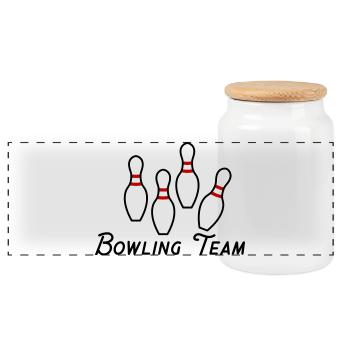 Bowling Team - Panorama Keksdose mit Holzdeckel - Weiß - Vorne