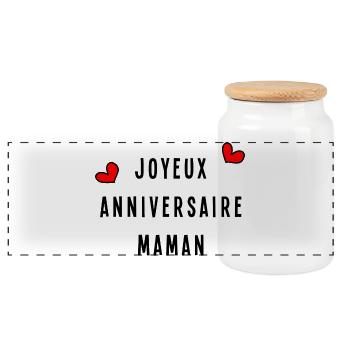 ANNIVERSAIRE. HAPPY BIRTHDAY. JOYEUX ANNIVERSAIRE. - Boîte à biscuits avec couvercle en bois - blanc - Devant