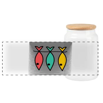FISCH. APRILSCHERZ. OSTERN. SARDINE. MEER - Panorama Keksdose mit Holzdeckel - Weiß - Vorne