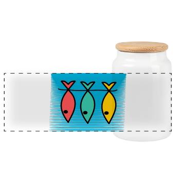 FISCH. APRILSCHERZ. OSTERN. SARDINE. MEER - Panorama Keksdose mit Holzdeckel - Weiß - Vorne