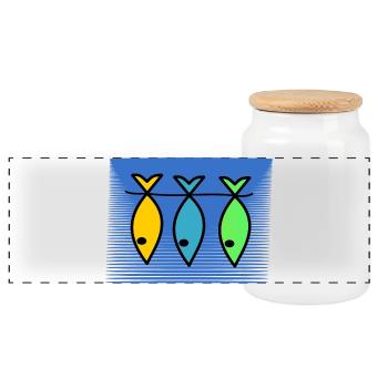FISCH. APRILSCHERZ. OSTERN. SARDINE. MEER - Panorama Keksdose mit Holzdeckel - Weiß - Vorne