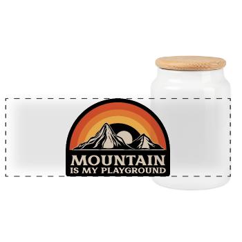Mountain is my playground - Boîte à biscuits avec couvercle en bois - blanc - Devant