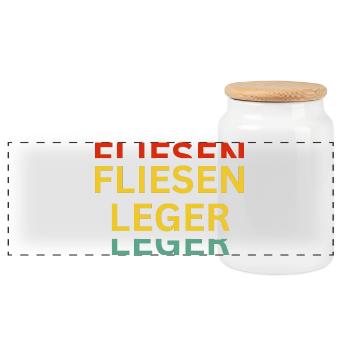 Motivierende Wortspiel-Kunst auf Textilien - Panorama Keksdose mit Holzdeckel - Weiß - Vorne