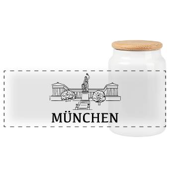 Bavaria München Stadt Silhouette - Panorama Keksdose mit Holzdeckel - Weiß - Vorne