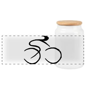 Bicycle - Panoramic Cookie Jar with Wooden Lid - white - Front
