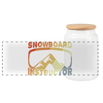 Snowboard Instructor - Panoramic Cookie Jar with Wooden Lid - white - Front