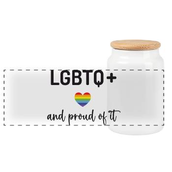 Pride Month - LGBTQ+ And Proud of It - Panoramic Cookie Jar with Wooden Lid - white - Front