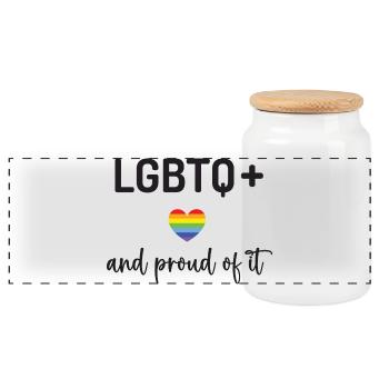 Mois de la fierté - LGBTQ+ et fiers de l’être - Boîte à biscuits avec couvercle en bois - blanc - Devant