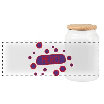 MERCI. THANKS. ANNIVERSAIRE. NAISSANCE. RETRAITE. - Boîte à biscuits avec couvercle en bois - blanc - Devant
