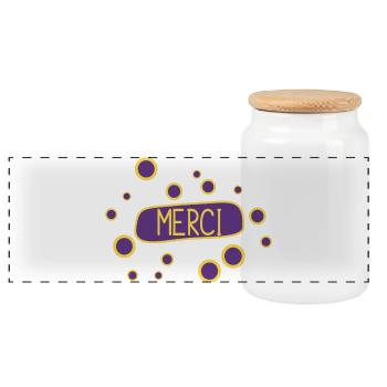 MERCI. THANKS. ANNIVERSAIRE. NAISSANCE. RETRAITE. - Boîte à biscuits avec couvercle en bois - blanc - Devant