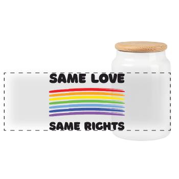 Mois de la fierté LGBTQ+ - Même amour. Mêmes droits. - Boîte à biscuits avec couvercle en bois - blanc - Devant