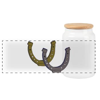 Horseshoe double - Panoramic Cookie Jar with Wooden Lid - white - Front