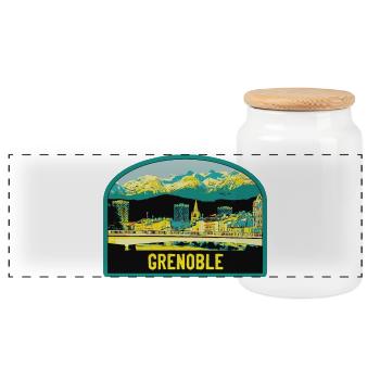 Grenoble: beauty of the capital of the Alps - Panoramic Cookie Jar with Wooden Lid - white - Front
