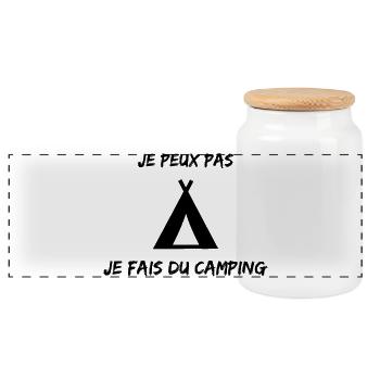 CAMPING. CAMPER. JE PEUX PAS. HUMOUR. VACANCES - Boîte à biscuits avec couvercle en bois - blanc - Devant