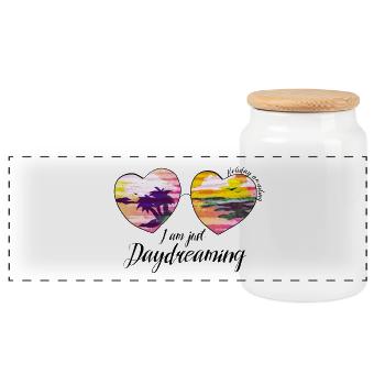 Daydreaming Heart Sunglasses Summer Art - Panorama Keksdose mit Holzdeckel - Weiß - Vorne