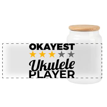 Funny ukulelist - Panoramic Cookie Jar with Wooden Lid - white - Front