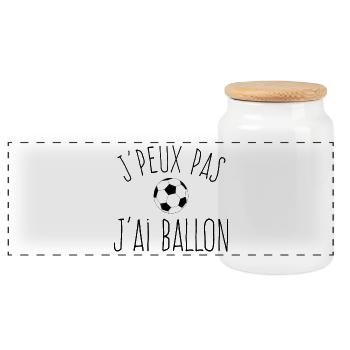 J'peux pas j'ai Ballon - Humour Football - Boîte à biscuits avec couvercle en bois - blanc - Devant