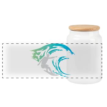 surfer Welle Wasser Meer Sport Farbe Icon Logo - Panorama Keksdose mit Holzdeckel - Weiß - Vorne