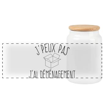 J'peux pas j'ai déménagement - L'excuse classique - Boîte à biscuits avec couvercle en bois - blanc - Devant