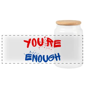 Expressive graffiti designs with splashes of paint - Panoramic Cookie Jar with Wooden Lid - white - Front