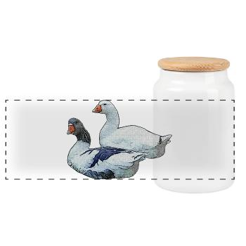 zwei Gänse, wasservögel, süße tiermotive - Panorama Keksdose mit Holzdeckel - Weiß - Vorne
