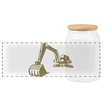 Silhouette de pelle, conception précise pour les équipements de construction - Boîte à biscuits avec couvercle en bois - blanc - Devant