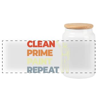 Clean Prime Paint Repeat - Panoramic Cookie Jar with Wooden Lid - white - Front
