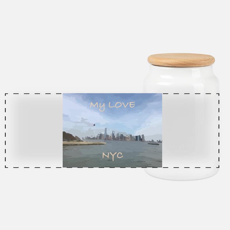 My Love NYC - Panorama Keksdose mit Holzdeckel - Weiß