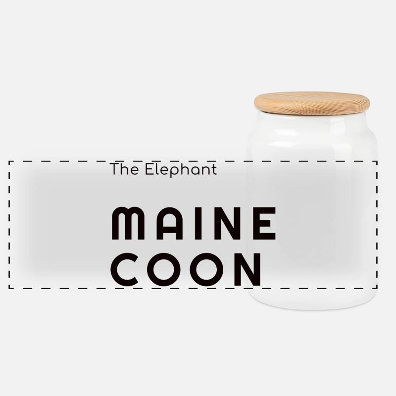 Der Elefant Maine Coon - Confortaa Style - Panorama Keksdose mit Holzdeckel - Weiß